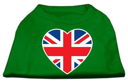 British Flag Heart Screen Print Shirt Green XL